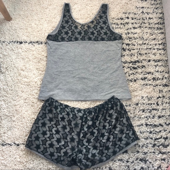 Star Lace + Soft Gray Tank and Shorts Lounge Set - Picture 2 of 7